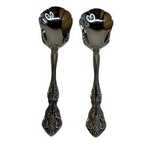 2 Oneida Stainless Michelangelo Cube Sugar Shell Spoons